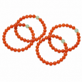 Layered Nanhong Red Agate Bead Bracelet Set on white background