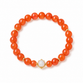Lotus Charm Nanhong Red Agate Bracelet on white background