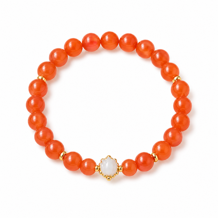 Lotus Charm Nanhong Red Agate Bracelet
