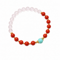 Red Nanhong Red Agate And Rose Quartz Bracelet on white background