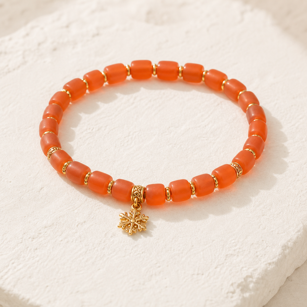 Stacked Nanhong Red Agate Bead Bracelet Set single product image 4