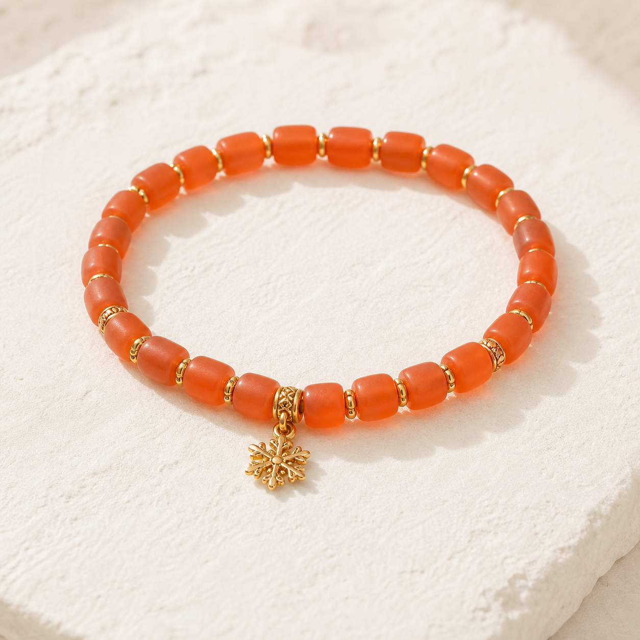 Stacked Nanhong Red Agate Bead Bracelet Set single product image 4