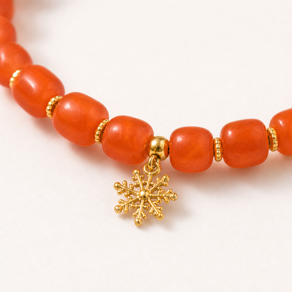 Stacked Nanhong Red Agate Bead Bracelet Set single product image 2