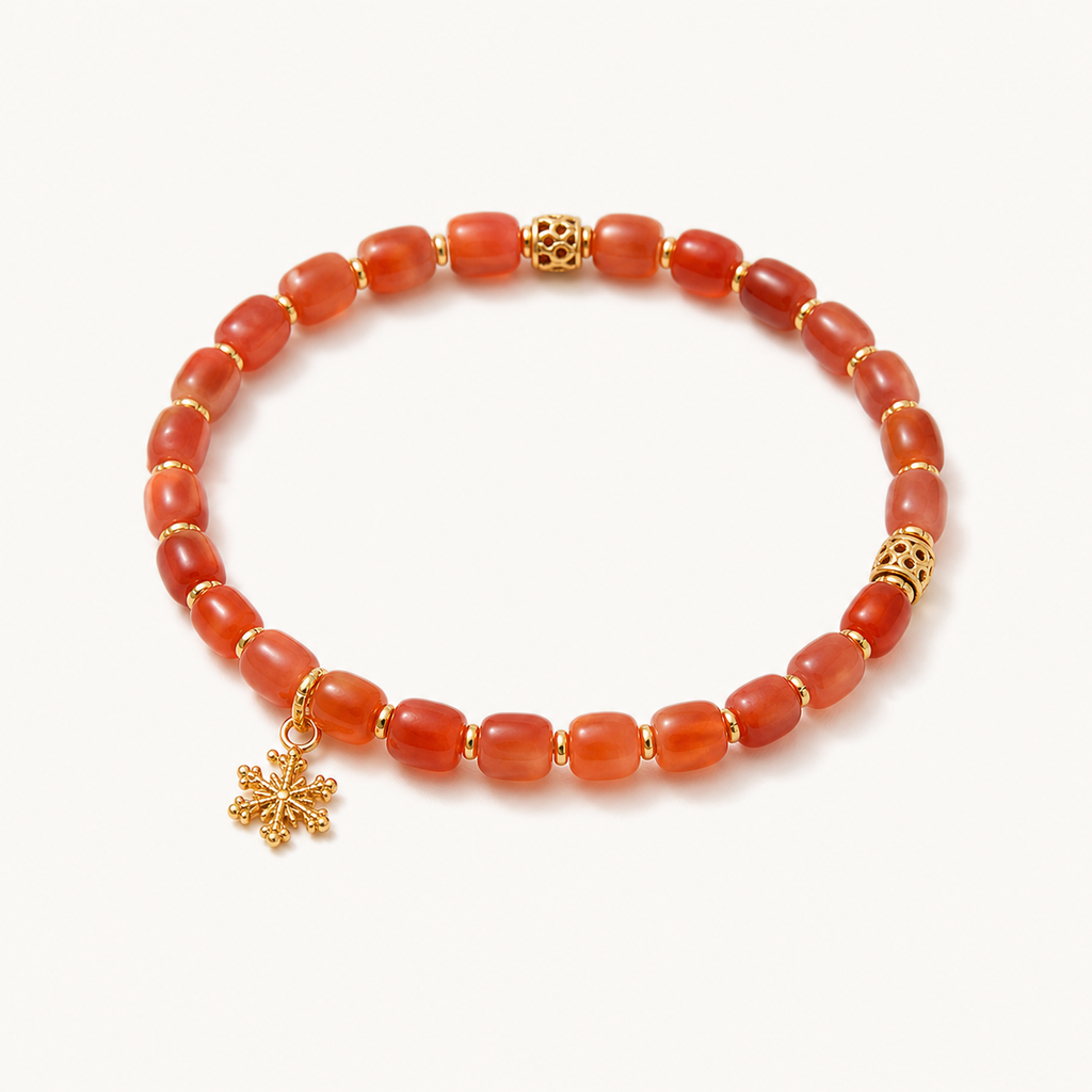 Stacked Nanhong Red Agate Bead Bracelet Set single product image 1