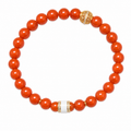 White Accent Nanhong Red Agate Bead Bracelet on white background